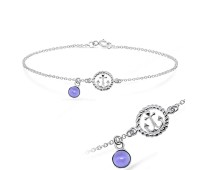 Round Anchor with Purple Semi-Precious Silver Anklet ANK-198